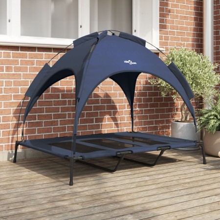 Cama Elevada para Perros con Techo Removible Azul Marino XL Acero | Foro24.es | Tu tienda online para hogar, jardín y más Foro24.es