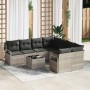 Conjunto de sofá de jardín 9 pcs Gris claro y negro
