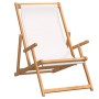 Klappbarer Strandstuhl aus massivem cremefarbenem Teakholz von vidaXL, Gartenstühle - Ref: Foro24-317696, Preis: 106,20 €, Ra...