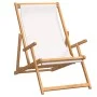 Silla de playa plegable de madera maciza de teca crema de vidaXL, Sillas de jardín - Ref: Foro24-317696, Precio: 97,90 €, Des...