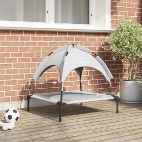 Cama para Perros Elevada con Techo Removible Gris
