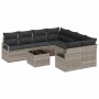 Conjunto de sofá de jardín 9 pcs Gris claro y negro