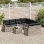 Conjunto de sofá de jardín 9 pcs Gris claro y negro
