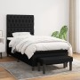 Cama box spring con colchón tela negro 90x190 cm
