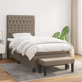 Cama box spring con colchón tela gris taupe 90x190 cm en Camas y somieres | Comprar online en Foro24