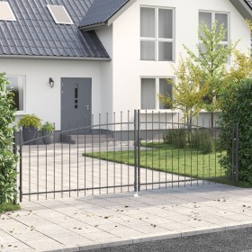 Puerta de Jardín con Punta de Lanza Doble Batiente Gris 100x400 cm de Acero by , garden gates - Ref: Foro24-42008855, Price: ...