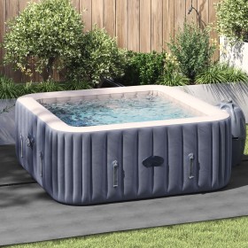 Cubierta de piscina cuadrada Gris Claro Poliéster