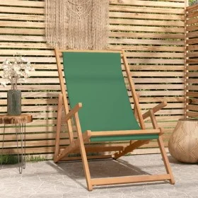 Grüner, klappbarer Strandstuhl aus massivem Teakholz von vidaXL, Gartenstühle - Ref: Foro24-317699, Preis: 77,14 €, Rabatt: %