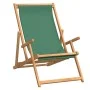 Grüner, klappbarer Strandstuhl aus massivem Teakholz von vidaXL, Gartenstühle - Ref: Foro24-317699, Preis: 77,14 €, Rabatt: %