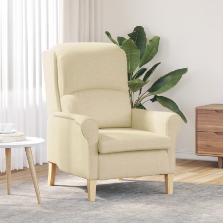 Sillón Moderno Crema Tela y Madera Mediano Sillón Crema von , Sessel - Ref: Foro24-42009846, Preis: 163,45 €, Rabatt: %