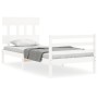 Weißer Massivholzbettrahmen mit Kopfteil 90x200 cm von vidaXL, Betten und Lattenroste - Ref: Foro24-3195142, Preis: 94,57 €, ...