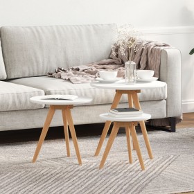 Conjunto de Mesas de Café de Madera Sólida de