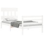 Weißer Massivholzbettrahmen mit Kopfteil 90x200 cm von vidaXL, Betten und Lattenroste - Ref: Foro24-3195142, Preis: 94,57 €, ...