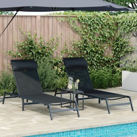 Tumbonas Plegables Negra Marco de metal, tela Textileno Estándar by , Loungers - Ref: Foro24-42010349, Price: 191,76 €, Disco...