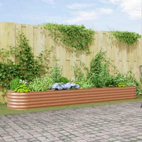 Jardín Elevado Marrón con Apariencia de Madera 400x80x44 cm de Acero de , Maceteros y jardineras - Ref: Foro24-42011330, Prec...