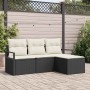 Conjunto de sofá de jardín 4 pcs Negro Poliratán