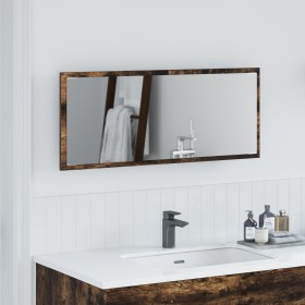 Espejo de baño LED Roble ahumado 90x8,5x37 cm