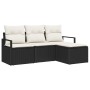 Conjunto de sofá de jardín 4 pcs Negro Poliratán