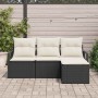 Conjunto de sofá de jardín 4 pcs Negro Poliratán