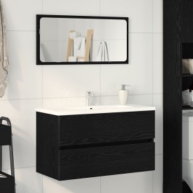 Gabinete de Lavabo Roble Negro 80x38.5x45 cm Madera Elaborada von , Badezimmermöbel - Ref: Foro24-862543, Preis: 63,74 €, Rab...