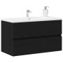Gabinete de Lavabo Roble Negro 80x38.5x45 cm Madera Elaborada von , Badezimmermöbel - Ref: Foro24-862543, Preis: 63,74 €, Rab...