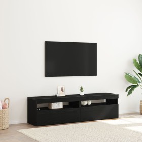 Muebles para TV con luces LED 2 pcs Roble Negro