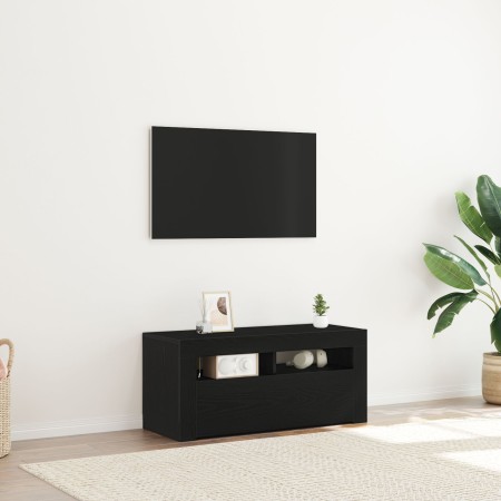 Mueble de TV luz LED madera ingeniería roble negro 90x35x40 cm | Foro24.es | Tu tienda online para hogar, jardín y más Foro24.es