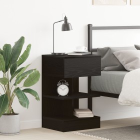 Mesita de noche madera de ingeniería roble negro