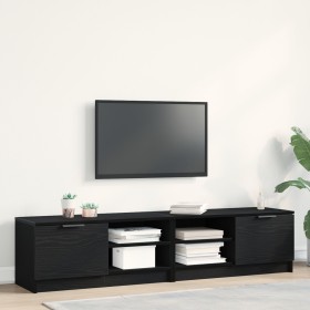 Mueble de TV 2 pzas madera ingeniería roble negro