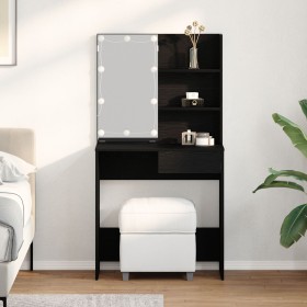 mesa LED en Roble Negro - 74.5x40x141 cm, Hecha