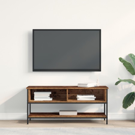 Mueble de TV madera ingeniería y acero envejecida 100x35x45 cm | Foro24.es | Tu tienda online para hogar, jardín y más Foro24.es