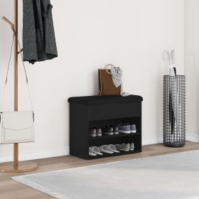 Banco de almacenamiento Negro Roble 60x30x48 cm
