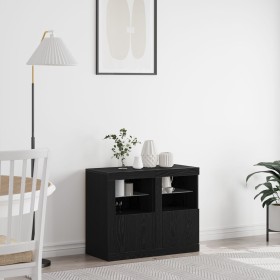 Gabinetes Laterales con Luces LED 2 pcs Madera de Roble Negra 41x37x67 cm von , Schließfächer und Lagerschränke - Ref: Foro24...