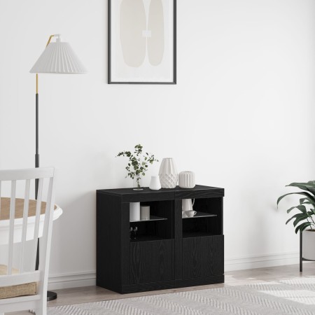 Gabinetes Laterales con Luces LED 2 pcs Madera de Roble Negra 41x37x67 cm von , Schließfächer und Lagerschränke - Ref: Foro24...