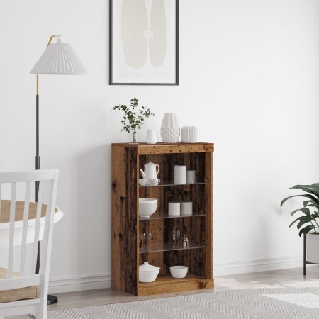 Aparador con luces LED madera envejecida 60,5x37x100 cm | Foro24.es | Tu tienda online para hogar, jardín y más Foro24.es