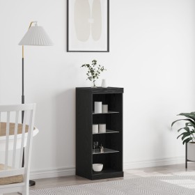 Consola con Luces LED Roble Negro 41x37x100 cm
