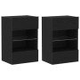 Mueble de TV con LED 2 pzas madera roble negro 40x30x60,5cm | Foro24.es | Tu tienda online para hogar, jardín y más Foro24.es