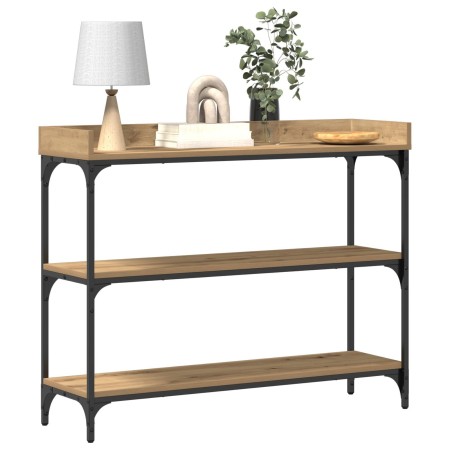 Mesa consola madera roble artisan y acero 100x30x80 cm von , Seitentische - Ref: Foro24-863568, Preis: 70,28 €, Rabatt: %