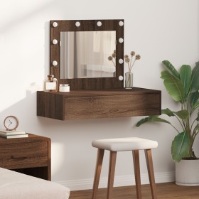 Mesa tocador colgante de pared con luces LED marrón roble von , Schlafzimmerkommoden - Ref: Foro24-865232, Preis: 104,76 €, R...