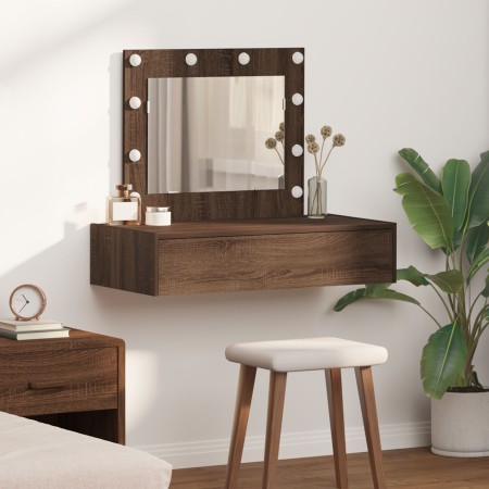 Mesa tocador colgante de pared con luces LED marrón roble von , Schlafzimmerkommoden - Ref: Foro24-865232, Preis: 104,76 €, R...
