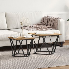 Mesas Laterales 2 pcs de Madera de Roble Artesanal