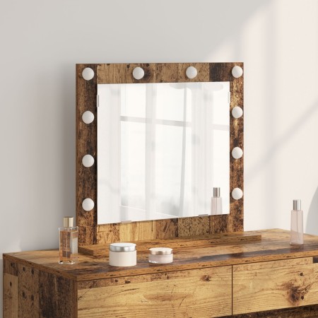 Espejo de vanidad con luces LED Madera antigua 60x55x18 cm | Foro24.es | Tu tienda online para hogar, jardín y más Foro24.es