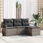 Conjunto de sofá de jardín 4 pcs Gris Poliratán