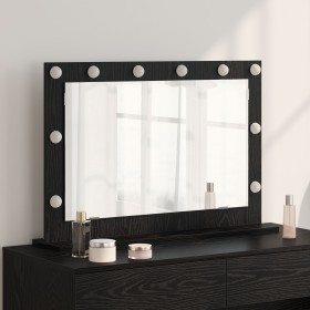 Espejo de tocador con luces LED Negro Roble