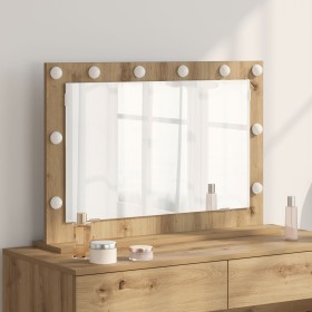 Espejo de Tocador Roble Artesanal, Blanco Madera, Metal, Vidrio de , Espejos - Ref: Foro24-868300, Precio: 66,65 €, Descuento: %