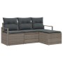 Conjunto de sofá de jardín 4 pcs Gris Poliratán