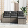 Conjunto de sofá de jardín 4 pcs Gris Poliratán