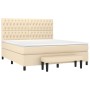 Cama box spring con colchón tela color crema 180x200 cm