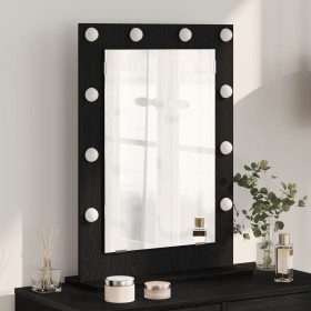 Espejo de tocador con luces LED Roble Negro