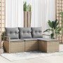 Conjunto de sofá de jardín 4 pcs Beige Poliratán